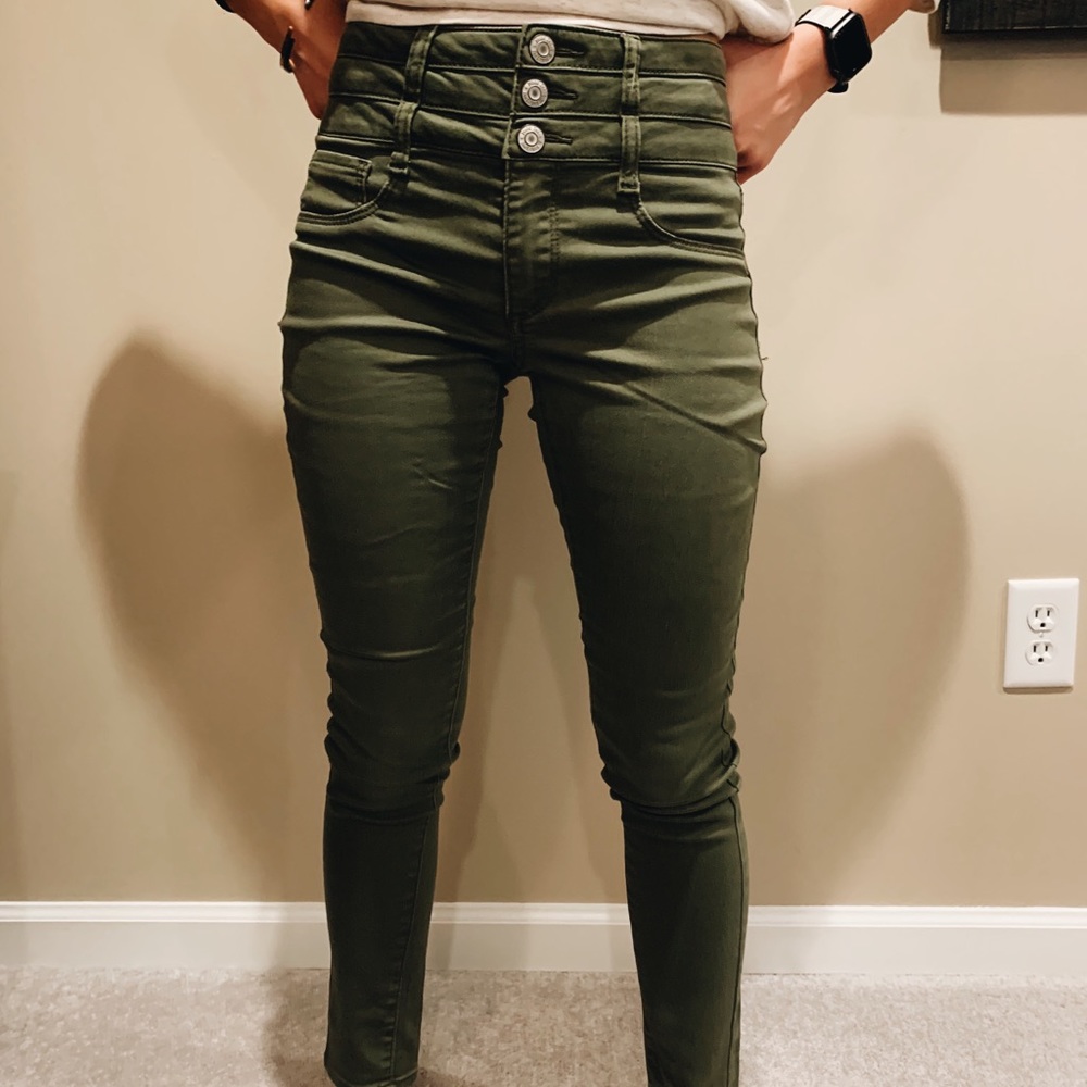 High waisted green pants